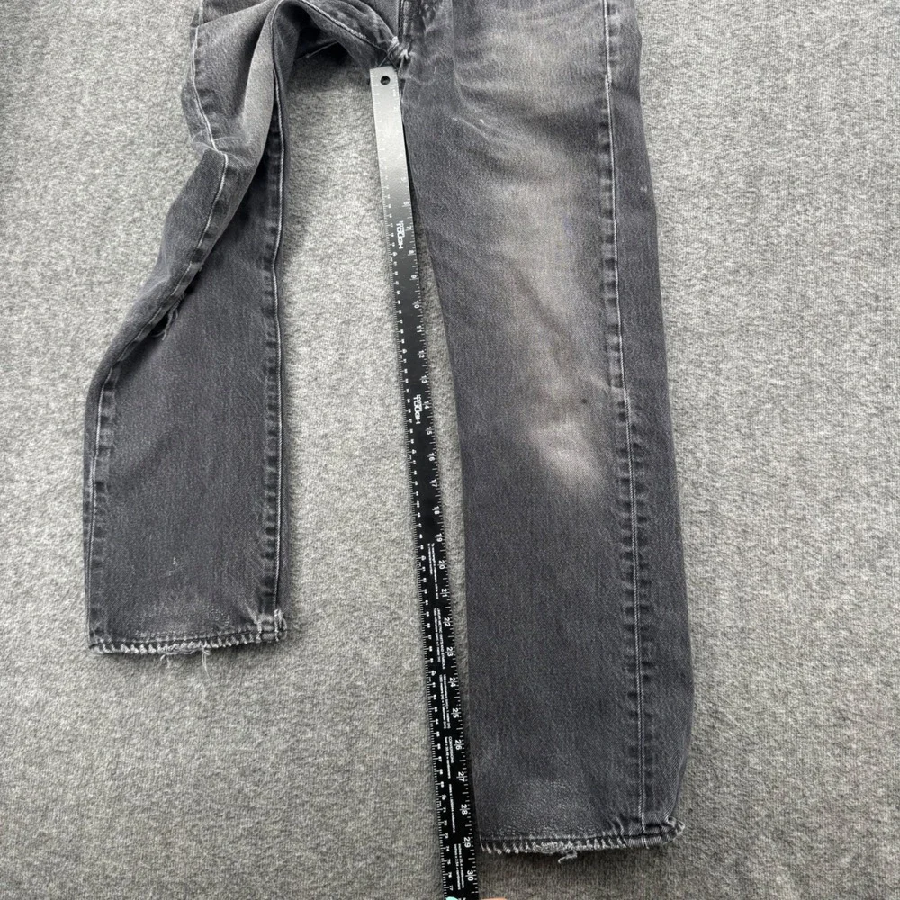 Levis 501 Original Fit Jeans Faded Black Distressed Straight Leg 32 Rugged Work